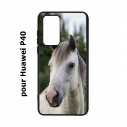 Coque noire pour Huawei P40 Coque cheval blanc - tête de cheval