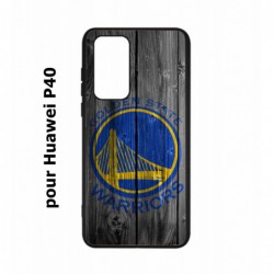 Coque noire pour Huawei P40 Stephen Curry emblème Golden State Warriors Basket fond bois