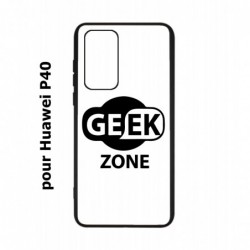 Coque noire pour Huawei P40 Logo Geek Zone noir & blanc