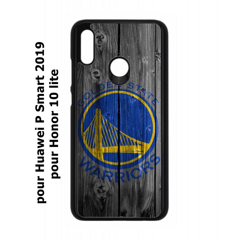 Coque noire pour Huawei P Smart 2019 Stephen Curry emblème Golden State Warriors Basket fond bois