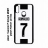Coque noire pour Honor 10 Lite Ronaldo CR7 Juventus Foot numéro 7 fond blanc