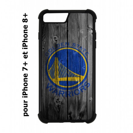 Coque noire pour IPHONE 7 PLUS/8 PLUS Stephen Curry emblème Golden State Warriors Basket fond bois