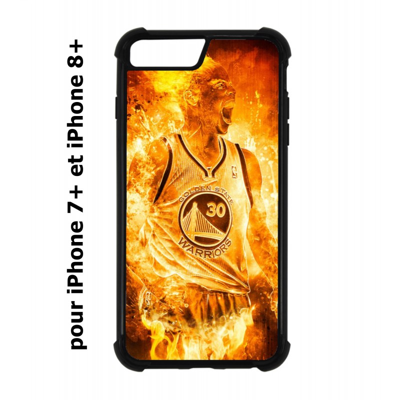 Coque noire pour IPHONE 7 PLUS/8 PLUS Stephen Curry Golden State Warriors Basket - Curry en flamme