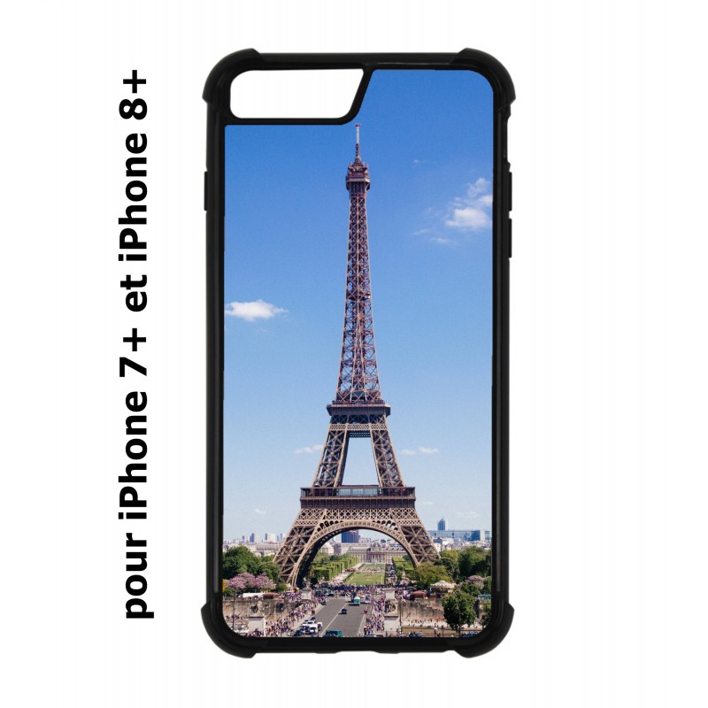 Coque noire pour IPHONE 7 PLUS/8 PLUS Tour Eiffel Paris France