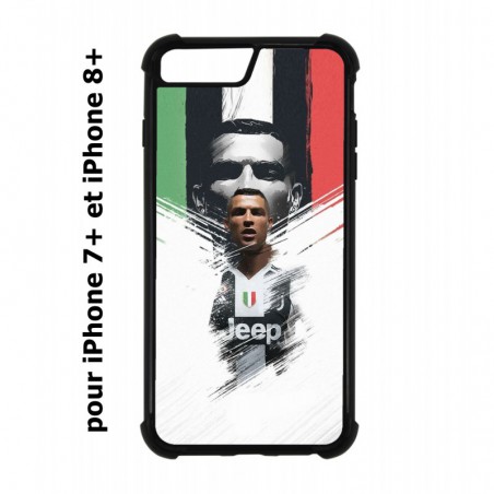 Coque noire pour IPHONE 7 PLUS/8 PLUS Ronaldo CR7 Juventus Foot