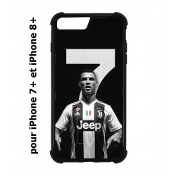 Coque noire pour IPHONE 7 PLUS/8 PLUS Ronaldo CR7 Juventus Foot numéro 7