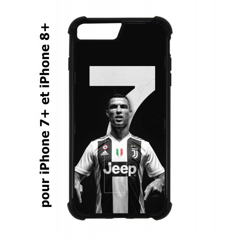 Coque noire pour IPHONE 7 PLUS/8 PLUS Ronaldo CR7 Juventus Foot numéro 7