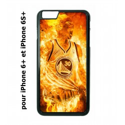 Coque noire pour IPHONE 6 PLUS/6S PLUS Stephen Curry Golden State Warriors Basket - Curry en flamme