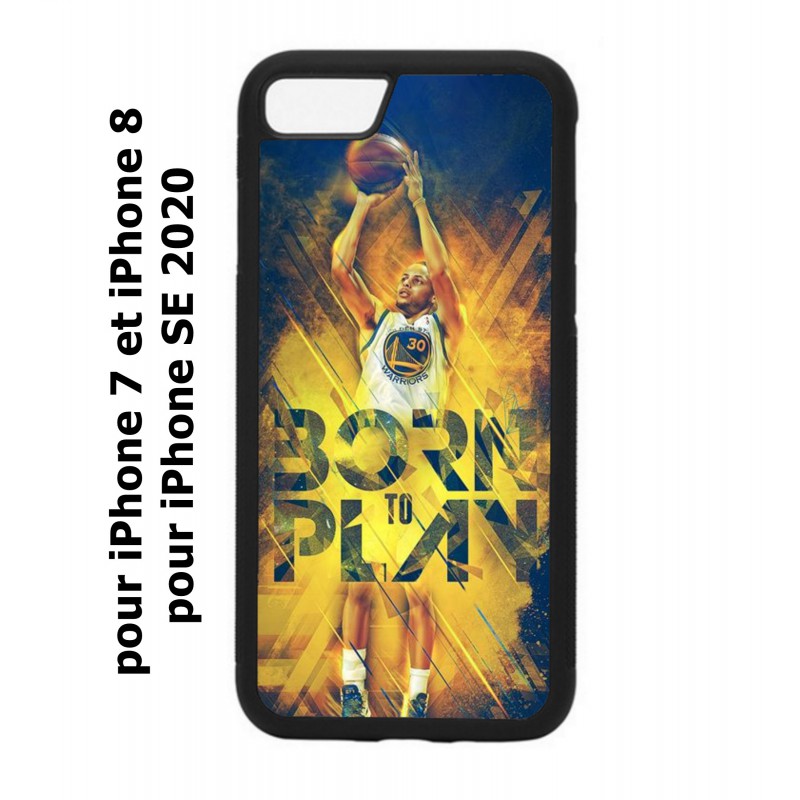 Coque noire pour iPhone 7/8 et iPhone SE 2020 Stephen Curry NBA Golden State Born to Play
