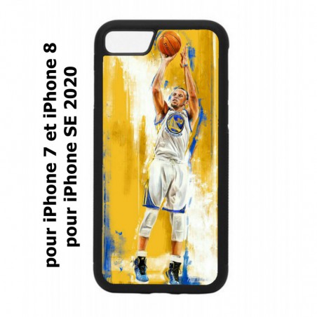 Coque noire pour iPhone 7/8 et iPhone SE 2020 Stephen Curry Golden State Warriors Shoot Basket