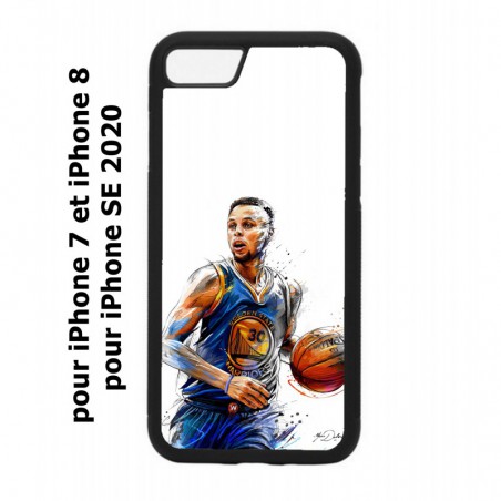 Coque noire pour iPhone 7/8 et iPhone SE 2020 Stephen Curry Golden State Warriors dribble Basket