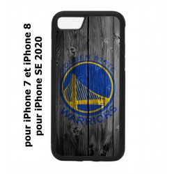 Coque noire pour iPhone 7/8 et iPhone SE 2020 Stephen Curry emblème Golden State Warriors Basket fond bois