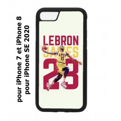 Coque noire pour iPhone 7/8 et iPhone SE 2020 star Basket Lebron James Cavaliers de Cleveland 23