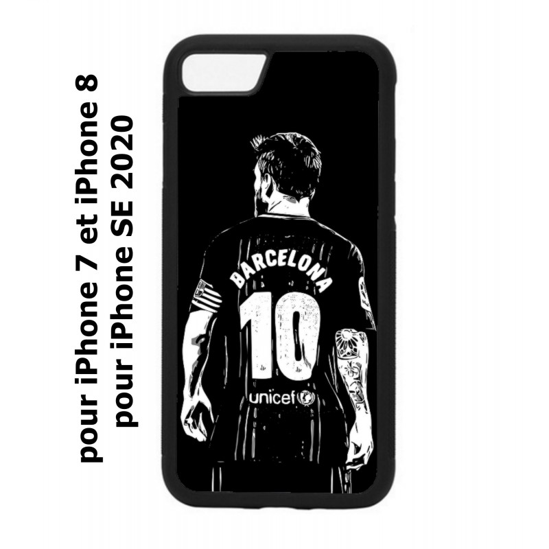 Coque noire pour iPhone 7/8 et iPhone SE 2020 Lionel Messi FC Barcelone Foot