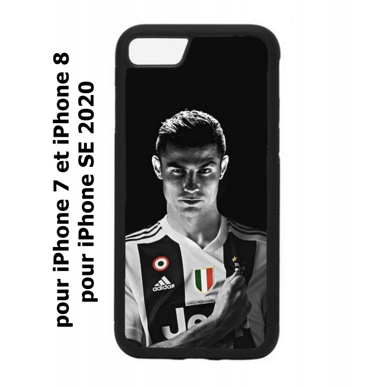 Coque noire pour iPhone 7/8 et iPhone SE 2020 Cristiano Ronaldo Club Foot Turin