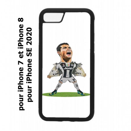Coque noire pour iPhone 7/8 et iPhone SE 2020 Cristiano Ronaldo club foot Turin Football - Ronaldo super héros