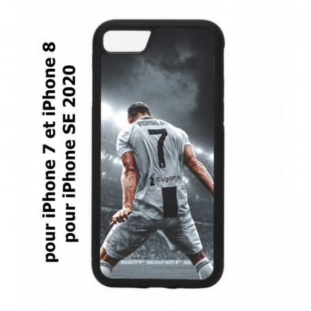 Coque noire pour iPhone 7/8 et iPhone SE 2020 Cristiano Ronaldo club foot Turin Football stade