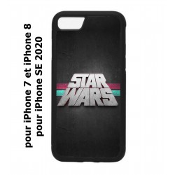 Coque noire pour iPhone 7/8 et iPhone SE 2020 logo Stars Wars fond gris - légende Star Wars