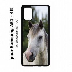 Coque noire pour Samsung Galaxy A51 - 4G Coque cheval blanc - tête de cheval