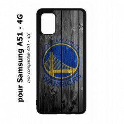 Coque noire pour Samsung Galaxy A51 - 4G Stephen Curry emblème Golden State Warriors Basket fond bois