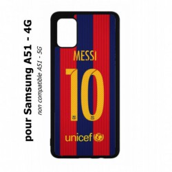 Coque noire pour Samsung Galaxy A51 - 4G maillot 10 Lionel Messi FC Barcelone Foot