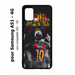 Coque noire pour Samsung Galaxy A51 - 4G Lionel Messi FC Barcelone Foot
