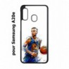 Coque noire pour Samsung Galaxy A20e Stephen Curry Golden State Warriors dribble Basket