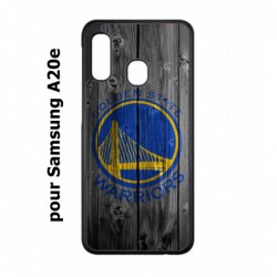 Coque noire pour Samsung Galaxy A20e Stephen Curry emblème Golden State Warriors Basket fond bois
