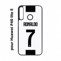 Coque noire pour Huawei P40 Lite E Ronaldo CR7 Foot Turin numéro 7 fond blanc