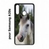 Coque noire pour Samsung Galaxy A20s Coque cheval blanc - tête de cheval