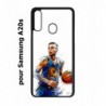 Coque noire pour Samsung Galaxy A20s Stephen Curry Golden State Warriors dribble Basket