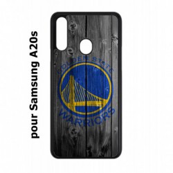 Coque noire pour Samsung Galaxy A20s Stephen Curry emblème Golden State Warriors Basket fond bois