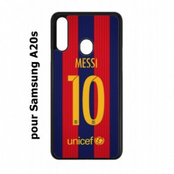 Coque noire pour Samsung Galaxy A20s maillot 10 Lionel Messi FC Barcelone Foot