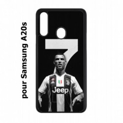 Coque noire pour Samsung Galaxy A20s Cristiano CR 7 Ronaldo Foot Turin numéro 7