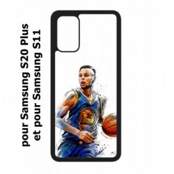 Coque noire pour Samsung Galaxy S20 Plus / S11 Stephen Curry Golden State Warriors dribble Basket