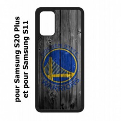 Coque noire pour Samsung Galaxy S20 Plus / S11 Stephen Curry emblème Golden State Warriors Basket fond bois