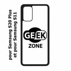 Coque noire pour Samsung Galaxy S20 Plus / S11 Logo Geek Zone noir & blanc