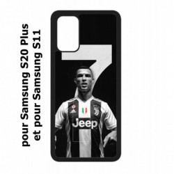 Coque noire pour Samsung Galaxy S20 Plus / S11 Cristiano CR 7 Ronaldo Foot Turin numéro 7