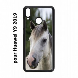 Coque noire pour Huawei Y9 2019 Coque cheval blanc - tête de cheval