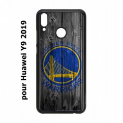 Coque noire pour Huawei Y9 2019 Stephen Curry emblème Golden State Warriors Basket fond bois