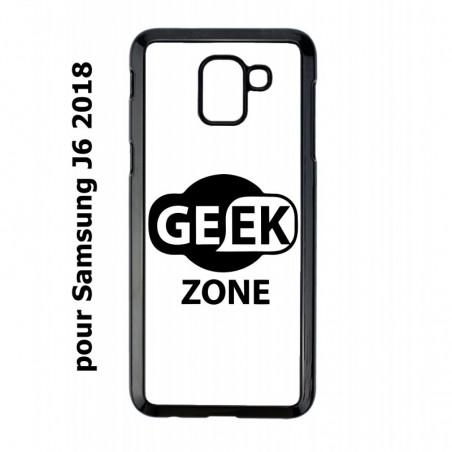 Coque noire pour Samsung Galaxy J6 2018 Logo Geek Zone noir & blanc