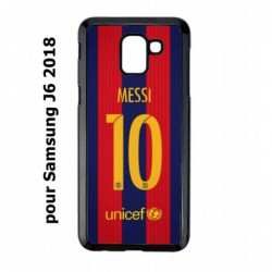 Coque noire pour Samsung Galaxy J6 2018 maillot 10 Lionel Messi FC Barcelone Foot