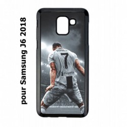 Coque noire pour Samsung Galaxy J6 2018 Cristiano Ronaldo club foot Turin Football stade