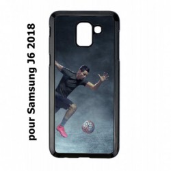 Coque noire pour Samsung Galaxy J6 2018 Cristiano Ronaldo club foot Turin Football course ballon