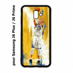 Coque noire pour Samsung Galaxy J6 Plus / J6 Prime Stephen Curry Golden State Warriors Shoot Basket