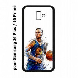 Coque noire pour Samsung Galaxy J6 Plus / J6 Prime Stephen Curry Golden State Warriors dribble Basket