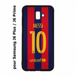 Coque noire pour Samsung Galaxy J6 Plus / J6 Prime maillot 10 Lionel Messi FC Barcelone Foot