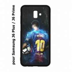 Coque noire pour Samsung Galaxy J6 Plus / J6 Prime Lionel Messi FC Barcelone Foot