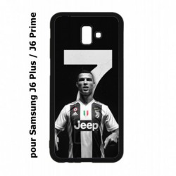 Coque noire pour Samsung Galaxy J6 Plus / J6 Prime Cristiano CR 7 Ronaldo Foot Turin numéro 7