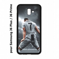 Coque noire pour Samsung Galaxy J6 Plus / J6 Prime Cristiano Ronaldo club foot Turin Football stade